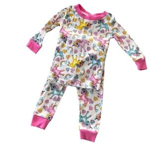 Mon Petit Unicorn Rainbow Girls Pajama Set Size 12 Months